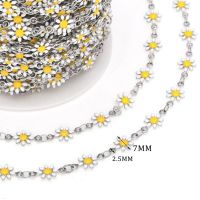 1Meter Stainless Steel Enamel Cute Daisy ChainGold Plated Link Chain for Diy Women Bracelet Choker Necklace Jewelry Supplies