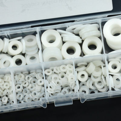 500PcsBox M2 M2.5 M3 M4 M5 M6 M8 M10 White Plastic Nylon Washer Flat Spacer Washer Seals Gasket O Ring Assortment Kit