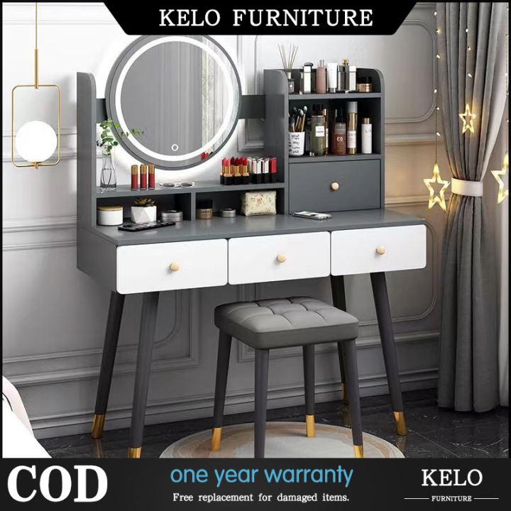 Nordic Vanity table with LED Lights Dresser with Drawers vanity mirror