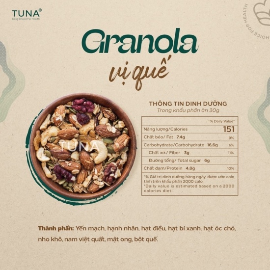 Combo 120g x5 vị granola ngũ cốc ăn kiêng không đường by tuna - ảnh sản phẩm 2