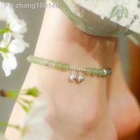 Bohemian Simple Green Crystal Bell Elastic Charm Anklet Bracelets for Women National Wind Summer Beach Anklet Jewelry