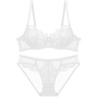 2023 Korean Ultrathin Cup Bra Set Push-Up Underwear Set Embroidery Gather Bra Plus Size Lace Lingerie Sets For Bra And Bottom