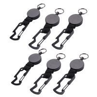 6 Pack Retractable Keychain - Heavy Duty Badge Holder Reel with Multitool Carabiner Clip, Up to 25 Inches,Black