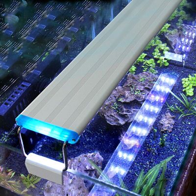 หลอดไฟอควาเรียมแอลอีดีบางเฉียบไฟปลูกต้นไม้ตู้ปลากันน้ำได้โคมไฟสีฟ้า LED สำหรับตู้ปลา18-58ซม.