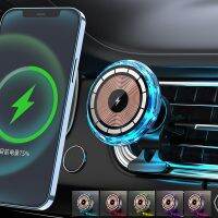 15W Magnetic Car Wireless Charger Holder Pickup Voice Control RGB Light For Phone Iphone 14 Samsung Xiaomi Carregadores Sem Fio