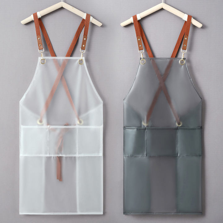 chef-apron-crossover-kitchen-apron-transparent-cooking-apron-female-kitchen-apron-waterproof-kitchen-apron