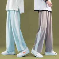 COD SDFGERTERT Summer Korean Style Fashion All-match Ice Silk Loose Casual Straight Pants Men Seluar Slack Lelaki