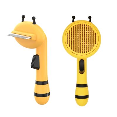 2Pcs แปรงสุนัข Cat Combs Self Cleaning Slicker Brush For Shedding Hair Anti-Slip Grooming Brush For Loose Furs