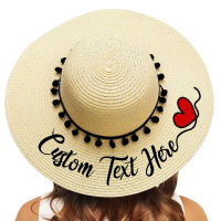 Personalized Custom Name Hats For Womens Summer Wide Brim Beach Hat Bridal Bridesmaid Sun Straw Hats