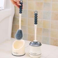 ▥∏✴ Flat/ Round Type Toilet Cleaning Brush Holder Fine Pe Bristles Gourd Long Handle with Hanging Hole Toilet Deep Clean Brush