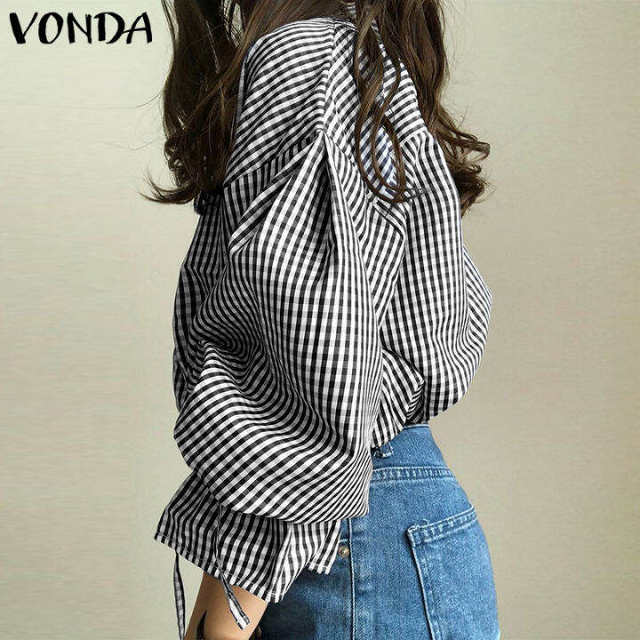 vonda-เสื้อเบลาส์-คอวี-แขนยาว-สไตล์เกาหลี-สําหรับผู้หญิง