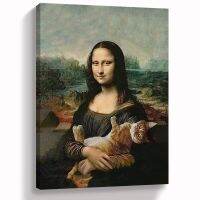 Mona Lisa และแมวตลก GT774ยอดขายยอดนิยมของศิลปะบนผืนผ้าใบสำหรับติดกำแพงสำนักงานที่มีคุณภาพสูงพิมพ์ลายแมวงานศิลปะสำหรับตกแต่งธีมสำหรับห้องนอนบ้านห้องนั่งเล่นห้องนอนเด็กผู้หญิงห้องนอนของตกแต่งห้องนอนแมวแม่แมวคนรักแมวผู้หญิง G...