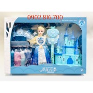 Hộp đồ chơi búp bê Elsa có cây phép thuật , vương miện , lâu đài Elsa 125