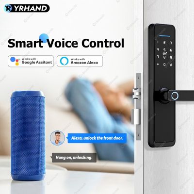 YRHAND ประตูล็อคอัจฉริยะไฟฟ้า Wifi Ttlock พร้อมลายนิ้วมือไบโอเมตริกซ์ทำงานร่วมกับ Google Home Aleax สำหรับบ้านหรือโรงแรม