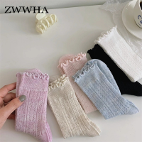 3 Pairs Women Socks New Solid Color Cotton Breathable Fashion Japanese Style Spring Summer Female Long Socks Mesh Causal Thin