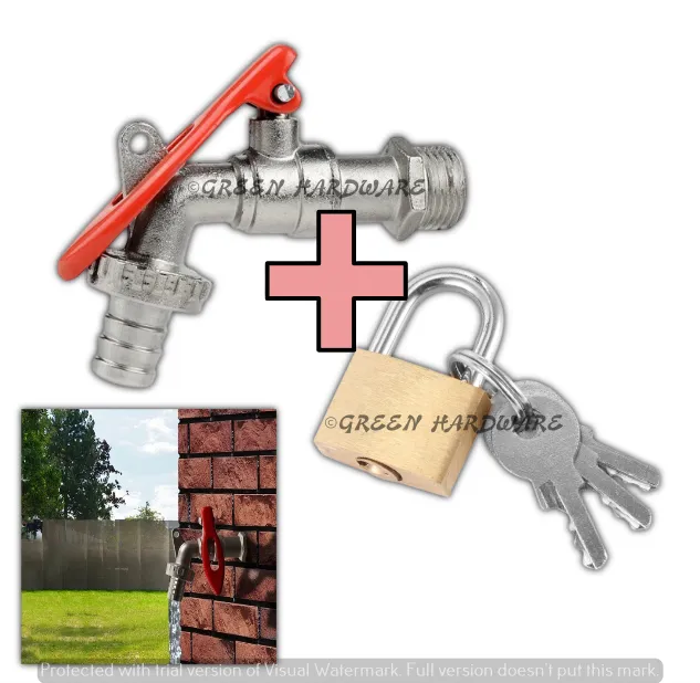 1PCS 1/2" inch DN15 Brass Lockable Hose Bibb, Male Thread, Washing