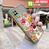 เคส JIUMOO สำหรับ Infinix 10S Hot 10S NFC Hot 10T เคสลายหมีสตรอเบอร์รี่บางๆขอบสี่เหลี่ยมด้านข้างดีไซน์ใหม่มีน้ำค้างแข็งโปร่งใสกันกระแทกเคสมือถือแข็งปลอกซิลิโคนคลุมทั้งหมดกล้องป้องกันนุ่ม