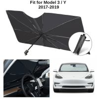 For Tesla Model 3 Y 2017 - 2021 Car Sun Shade Umbrella Windshield Retractable Window Cover Sun Protect for Storage UV Reflection