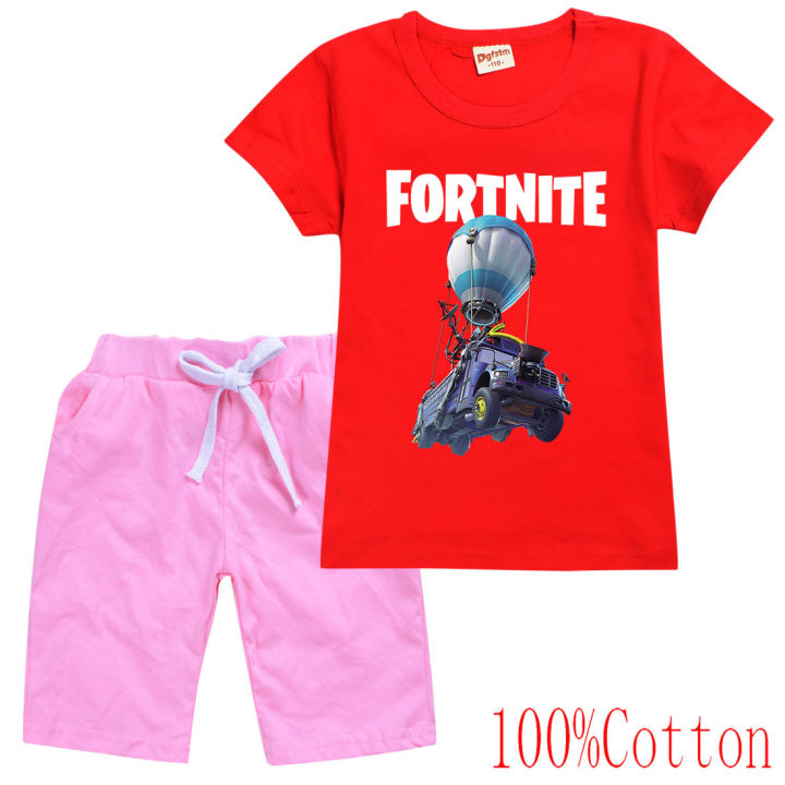 fortnites-เสื้อยืดชุดสาวเด็กแขนสั้นเสื้อทีกางเกงขาสั้นที่เดินทางมาพักผ่อนการ์ตูนกางเกงขาสั้นแฟชั่นใหม่เกาหลีบุคลิกภาพเสื้อยืด8658