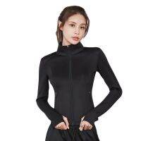 Sports Running Jackets Women Zipper Gym Yoga Outwear Slim Stand Collar Fitness Training Workout Jogging Sportswear Top Coat