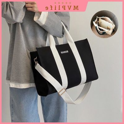 COD DSFGERERERER Korean Canvas Tote Bag Shoulder Hand Bags for Women with Zipper Ladies Big Sholder Sling Handbags Slibg Fashion