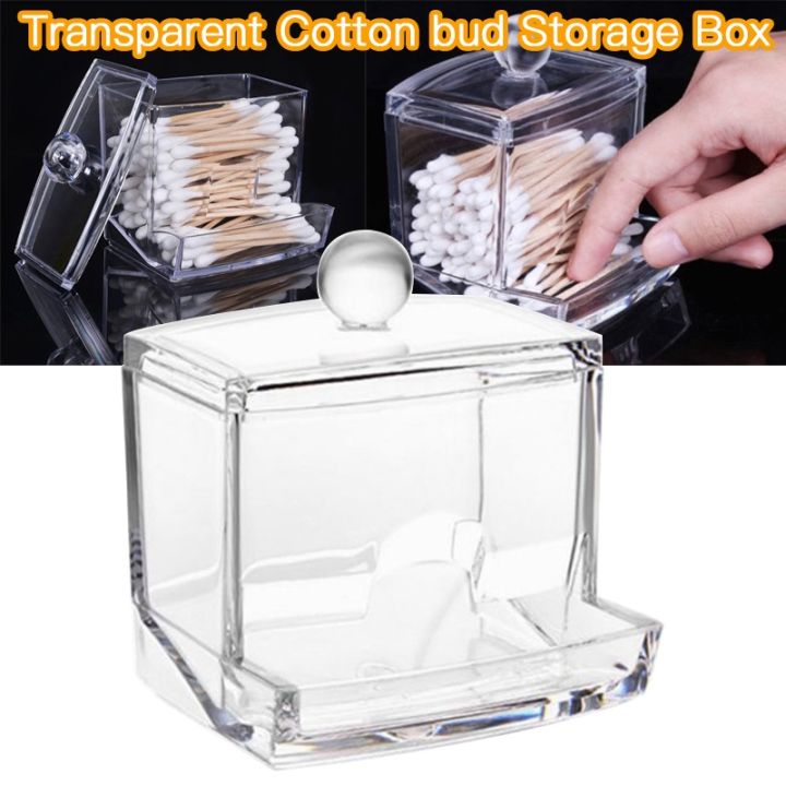 New Cotton Swab Holder With Lid Transparent Box Organizer Portable