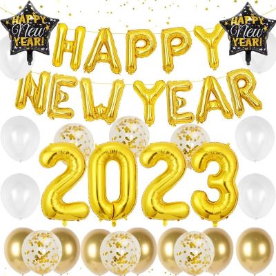 Happy New Year Aluminum Foil 2023 Number Balloon Merry Christmas Festival Party Decoration Balloons