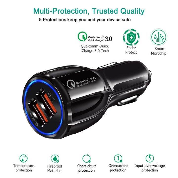 worth-buy-dhakamall-quick-charge-3-0-car-charger-สำหรับโทรศัพท์มือถือ-dual-usb-car-charger-qualcomm-qc-3-0-fast-charging-adapter-mini-usb-car-charger