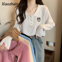 Xiaozhainv เสื้อยืดแขนยาวคอโปโลสั้นสำหรับผู้หญิงฤดูใบไม้ร่วงเซ็กซี่