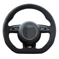 DIY Hand-stitched Non-slip Black Suede Car Steering Wheel Cover For Audi A5 A7 RS7 S7 SQ5 S6 S5 RS5 S4 RS4 S3 2012-2018