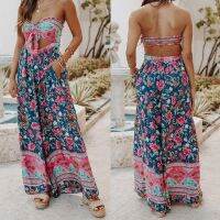 [Free ship] Cross-border independent station Amazons new 2023 summer wrapped chest womens digital printing sexy jumpsuit