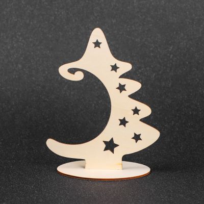 1 Buah Irisan Kayu Kerajinan Pohon Natal dengan Berdiri Bintang Kayu Pohon Natal Ornamen Natal Dekorasi Rumah Kreatif