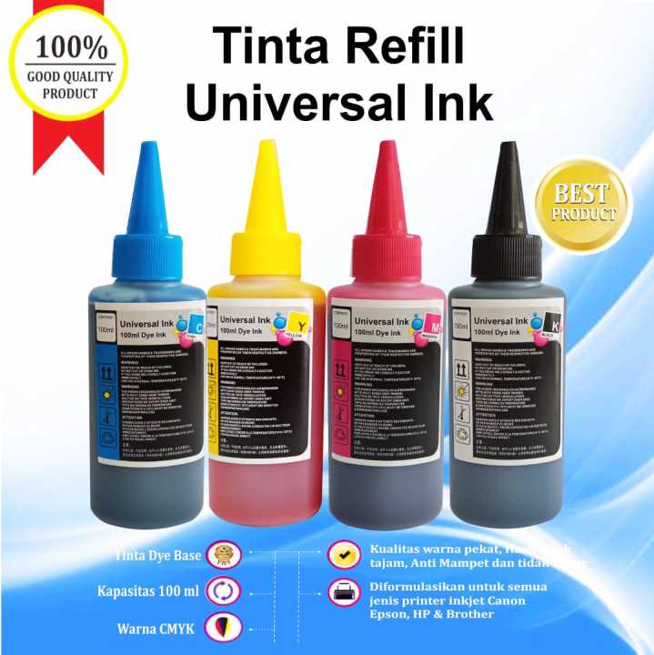 Paket Tinta Universal 100ml Cmyk Refill Cartridge Printer Hp 680 682 678 803 802 Lazada Indonesia 0886