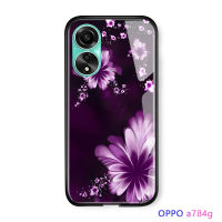 พร้อมเคสโทรศัพท์สำหรับ Vivo Y27 5G OPPO A78 4G เคสแข็งพิมพ์ลายดอกไลแลกผู้หญิงหญิงสาวแฟชั่นกันกระแทกฝาครอบด้านหลังกระจกเทมเปอร์