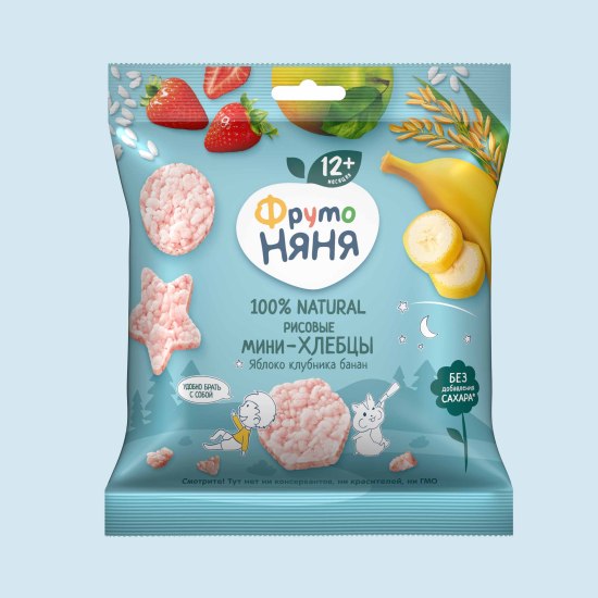 Bánh gạo vị táo, dâu tây, chuối cho bé ăn dặm fruto nanny 30g - ảnh sản phẩm 1