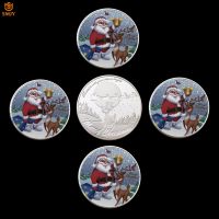 5Pcs/Lot 2018. Merry Christmas Colored Santa Claus Deer Silver Plated Commemorative Coin For Holiday Gifts And Home Decorations