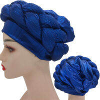 Latest auto gele Headtie Women Turban Cap with Braids Muslim Head Scarf Bonnet Ladies Head Wraps Diamonds Turbante Mujer