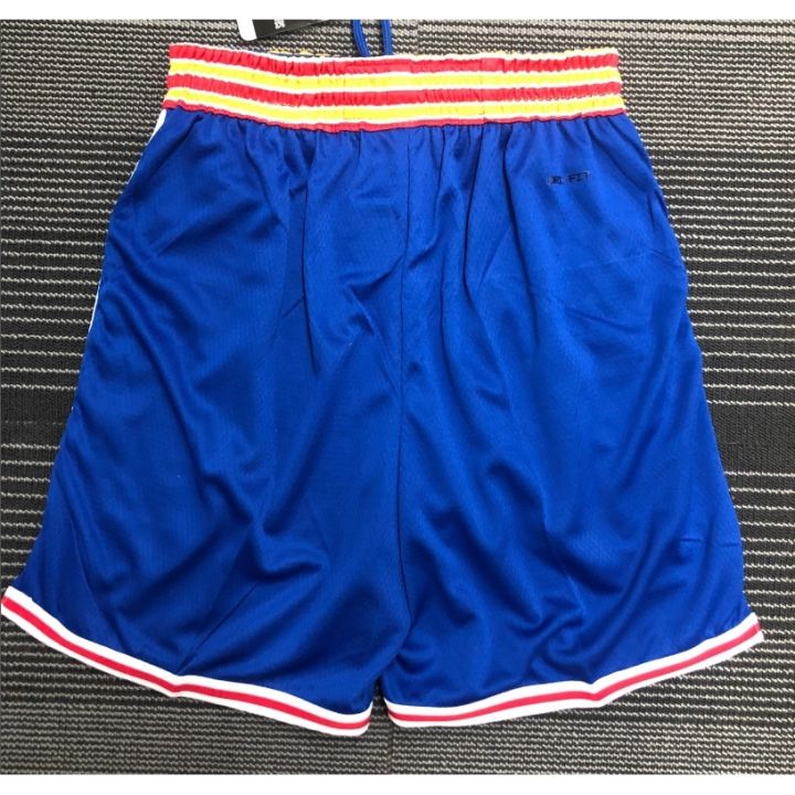 ขายเสื้อผ้าบาสเกตบอลสูง-hot-pressed-2022-nba-golden-state-warriors-retro-blue-basketball-shorts