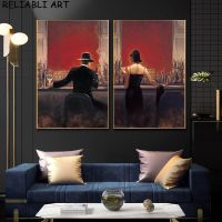 Modern Poster Gentleman And Girl Canvas Painting Wine Restaurant Wall Art Picture No Frame For Bar Kitchen Wall Decor No Frame