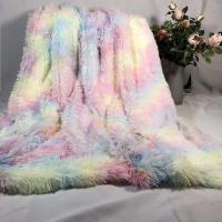 Rainbow Plush Super Soft Blanket Colorful Bedding Sofa Cover Furry Fuzzy Fur Warm Throw Cozy Couch Blanket for Winte