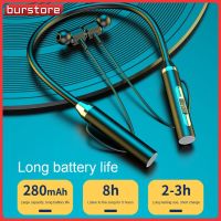 หูฟัง5.0บลูทูธไร้สาย Burstore หูฟังกันน้ำกีฬาหูฟังสำหรับวิ่งแม่เหล็กหูฟังลดเสียงรบกวน