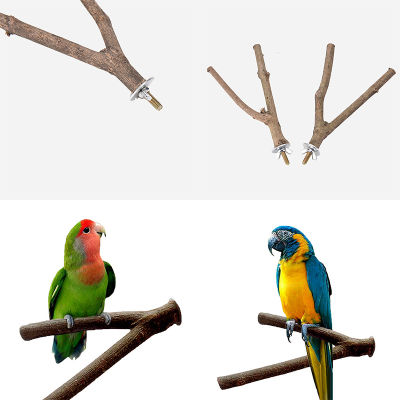 Carmelun Pet Parrot Raw Wood Fork Stand Rack Toy Hamster Branch Perches for Bird Cage