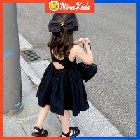 NINAKIDS ชายหาดครอสโอเวอร์เปลือยหลังผู้หญิงยุโรปและอเมริกันชุดเดรส1-7ปีฤดูร้อน