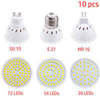 10แพ็คของ GU10หลอดไฟ LED E27 220โวลต์110โวลต์ประหยัดพลังงานแสงในร่ม27 54 72หลอดไฟ Led สำหรับบ้านมหาดไทยแสงเพดาน