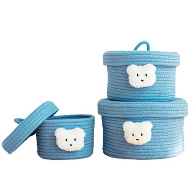 3Pcs Storage Baskets with Lid Cotton String Baskets for Organizing Baby Nursery Storage Boxes Kids Toys Gifts