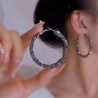 【YP】 New Fashion Rhinestone Hoop Earrings for Exquisite Big Round Temperament Jewelry