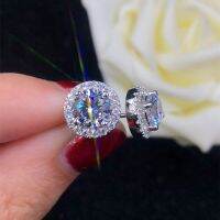 1กะรัต Moissanite ได้รับการรับรองต่างหูตุ้มหูผู้หญิงชุบแพลตทินั่มสเตอร์ลิงเพชรเงินตุ้มหูเครื่องประดับแต่งงานชั้นดี