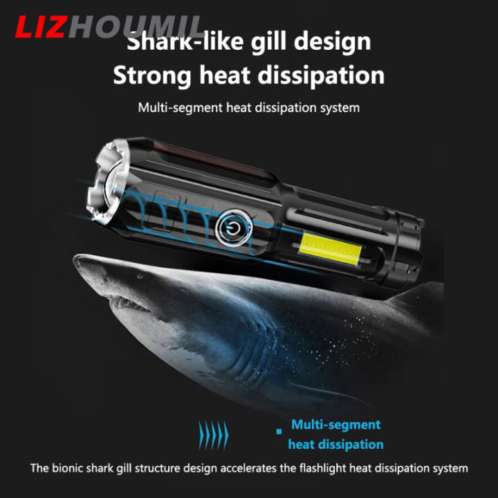 lizhoumil-ไฟฉายขนาดเล็กชาร์จได้-usb-ไฟฉายกันน้ำ2ชิ้นพร้อมไฟข้างพลังงานสูงกลางแจ้ง