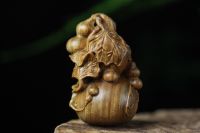 sandalwood hand-carved multi-child gourd handle piece car Fulu pendant carving text keychain crafts hot style