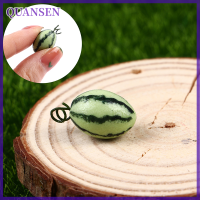 QUANSEN 1PC Mini Fruit Resin รูปปั้นแตงโมเทียมสำหรับตกแต่งตุ๊กตา